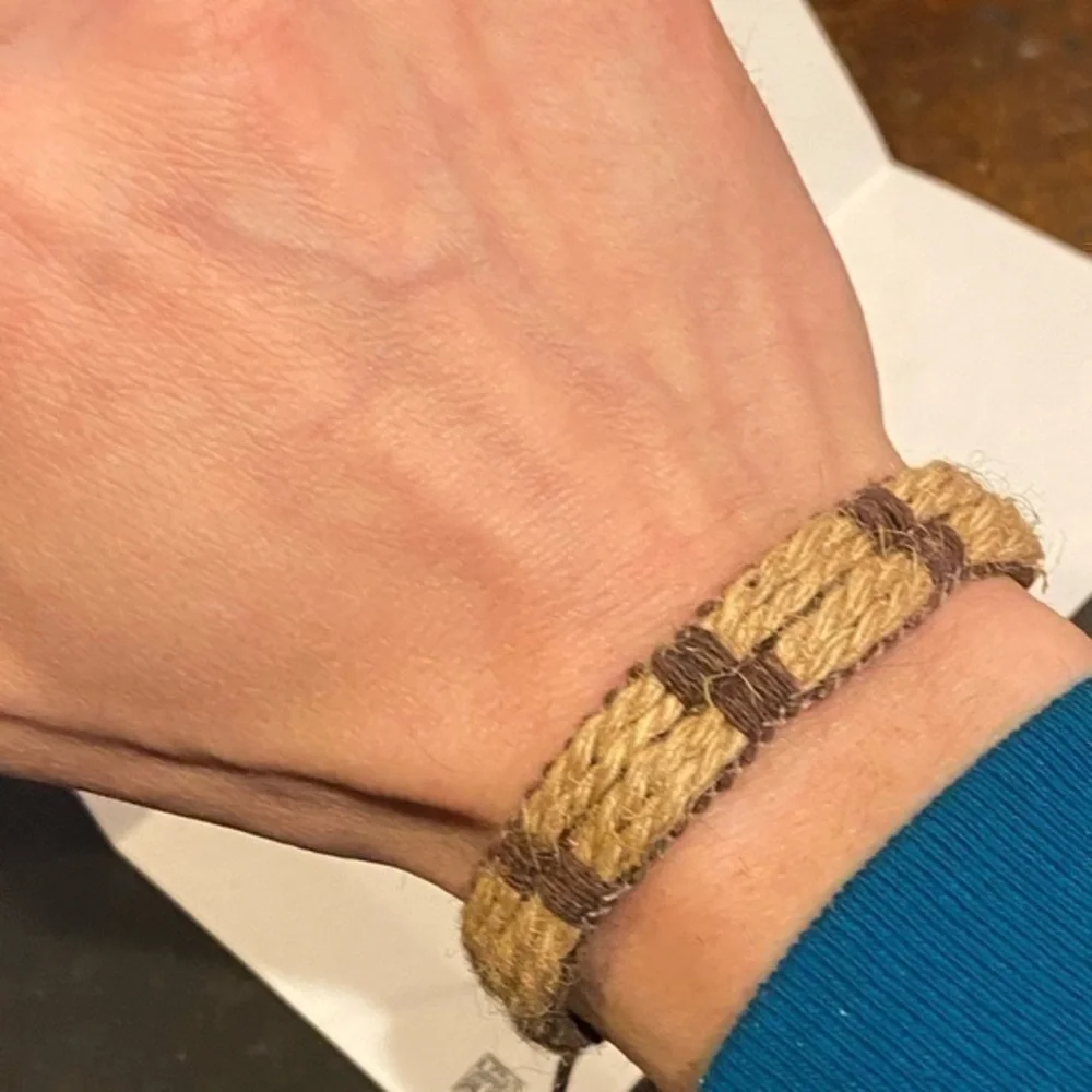 Braided Natural hemp and leather bracelet or anklet